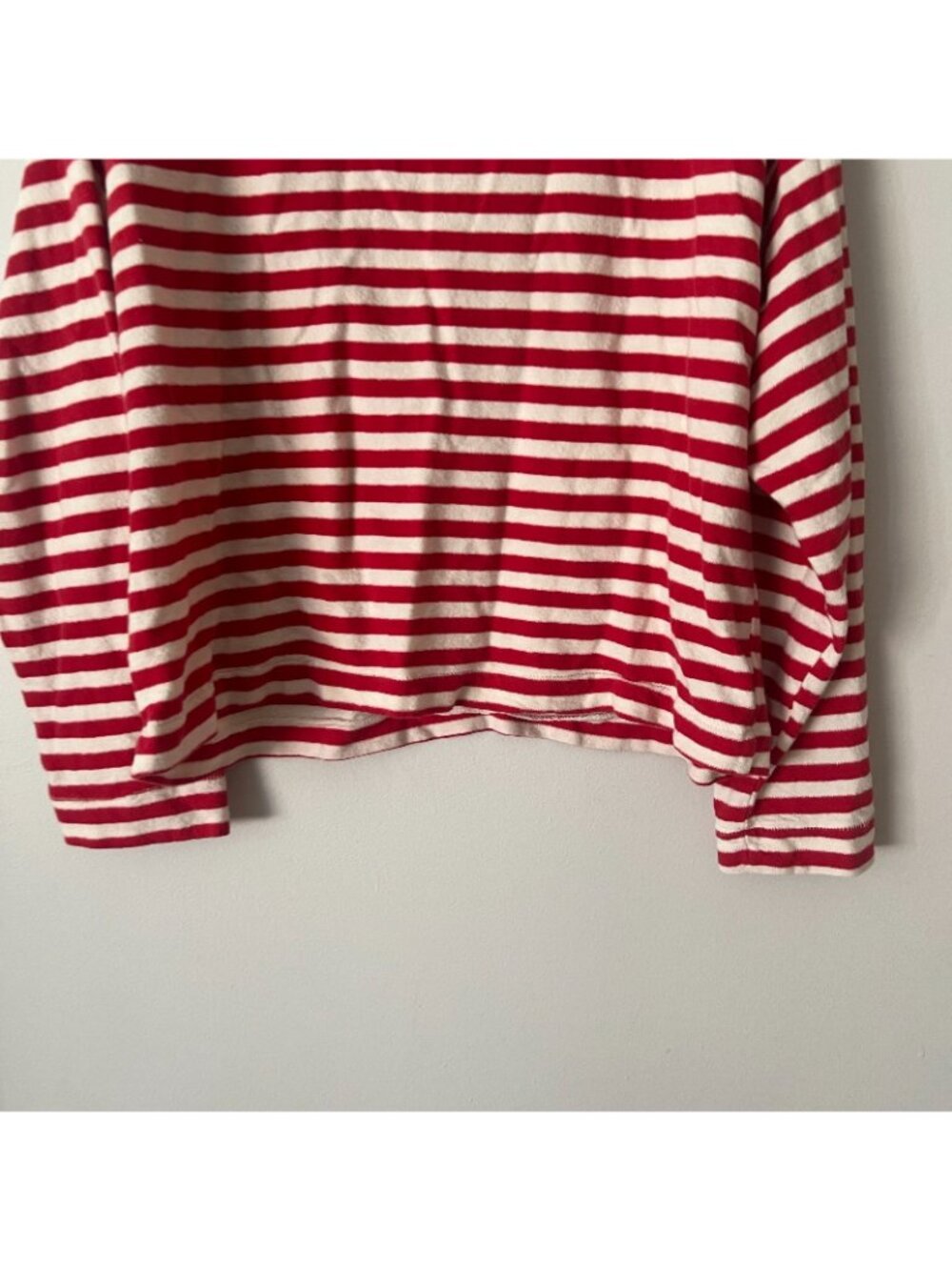Universal Thread Red & White Stripe Boat Neck Long Sleeve Shirt Women's Size L - Picture 7 of 9